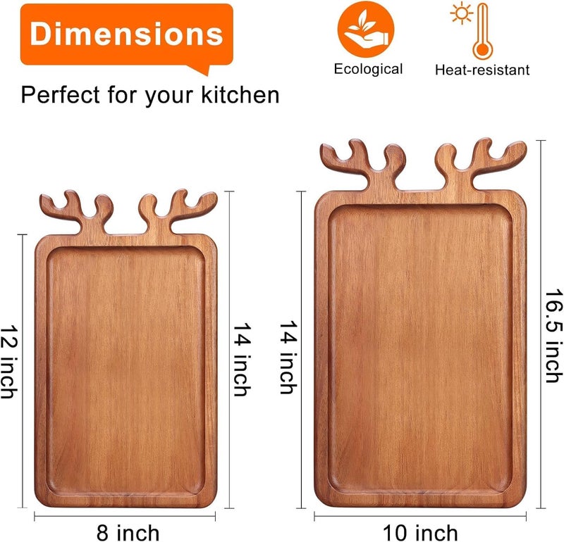 Renawe Large Acacia Wood Platter for Christmas Charcuterie Board Decorative Fruit Veggie Trays Wooden Cheese Board Xmas Kitchen Decor Gift Holiday Cookie Platters Food Serving Dish Plate Christmas Tray - Image 4